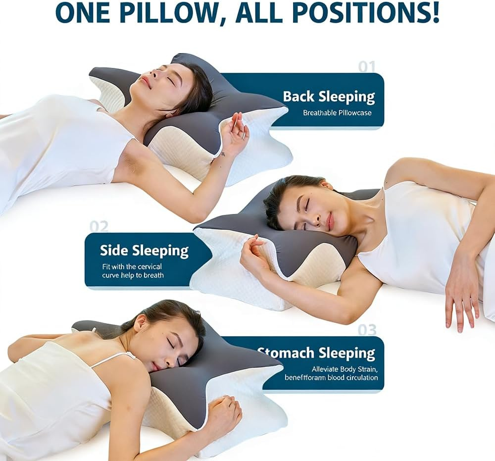Cervical Memory Foam Pillow – Ergonomic Neck Support for Side, Back & Stomach Sleepers | Odorless Beauty Sleep Pillow for Deep Rest - Image 18