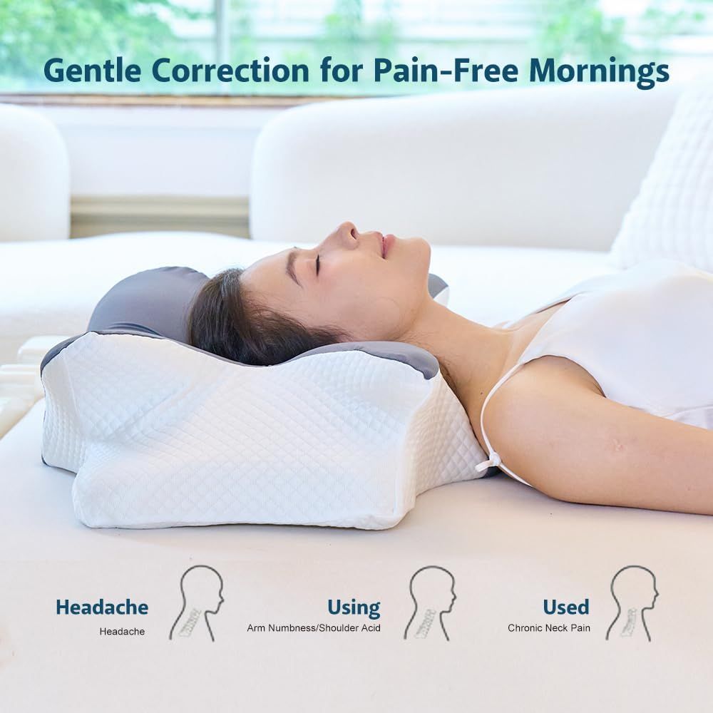 Cervical Memory Foam Pillow – Ergonomic Neck Support for Side, Back & Stomach Sleepers | Odorless Beauty Sleep Pillow for Deep Rest - Image 19