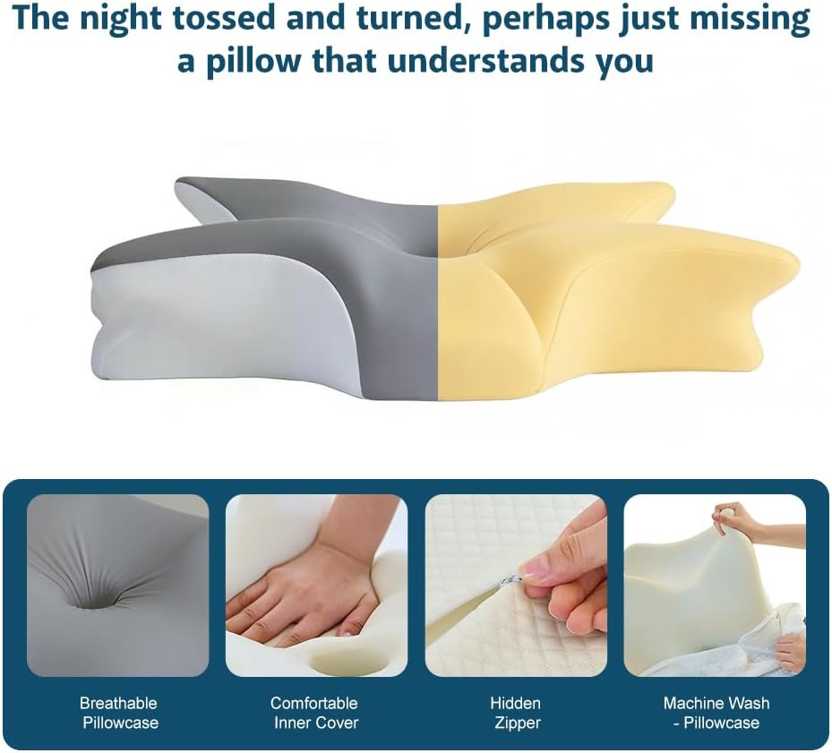 Cervical Memory Foam Pillow – Ergonomic Neck Support for Side, Back & Stomach Sleepers | Odorless Beauty Sleep Pillow for Deep Rest - Image 16