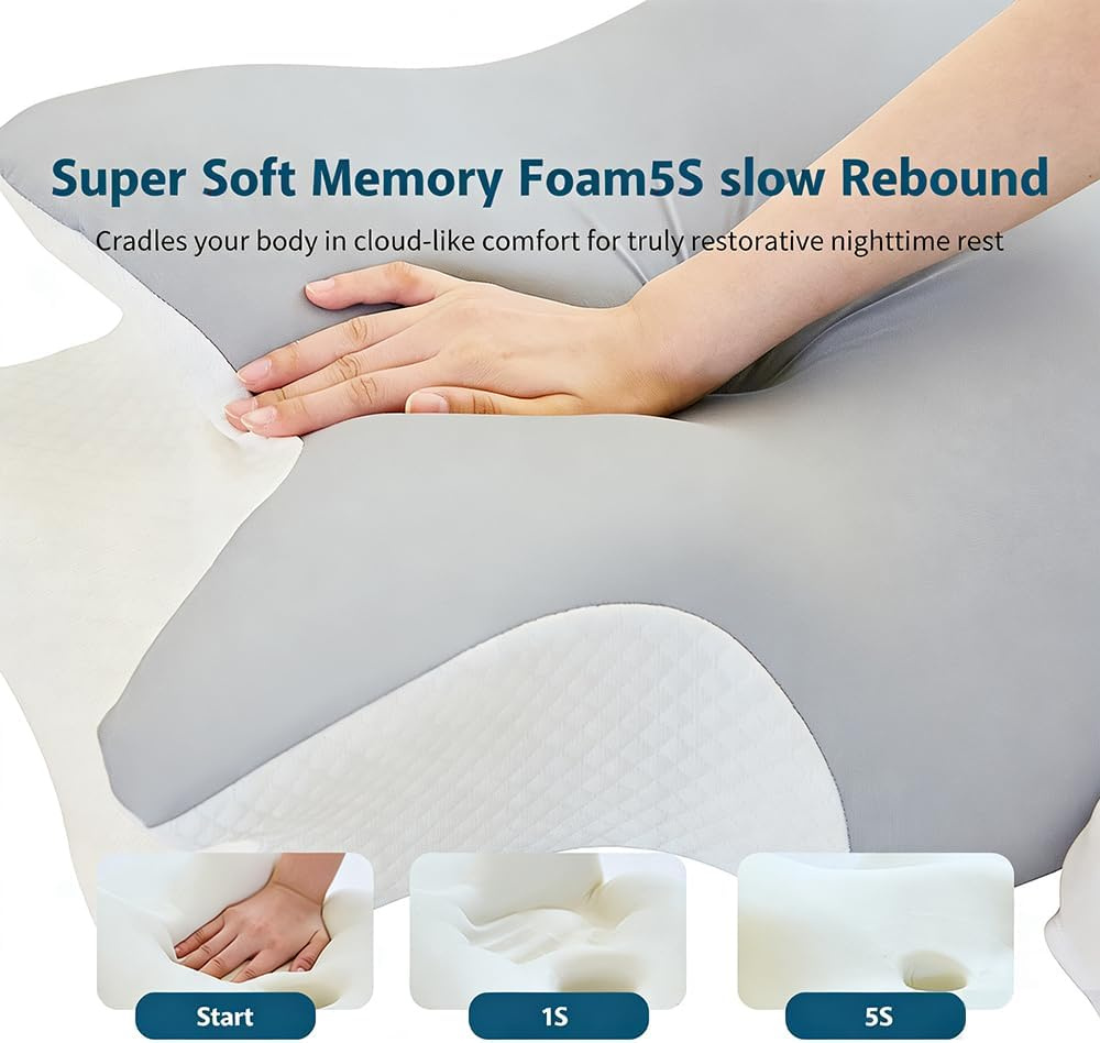 Cervical Memory Foam Pillow – Ergonomic Neck Support for Side, Back & Stomach Sleepers | Odorless Beauty Sleep Pillow for Deep Rest - Image 10