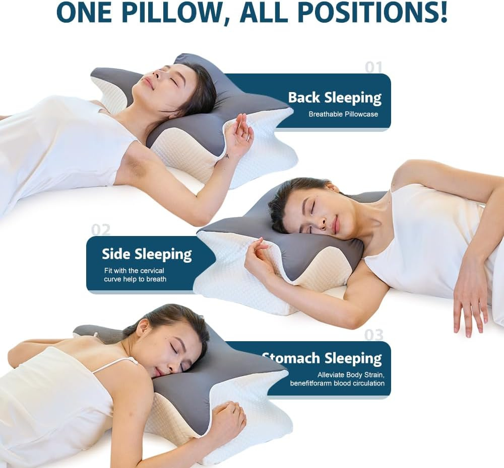 Cervical Memory Foam Pillow – Ergonomic Neck Support for Side, Back & Stomach Sleepers | Odorless Beauty Sleep Pillow for Deep Rest - Image 11