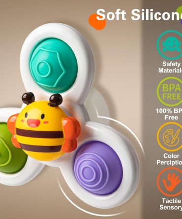 3PCS Suction Cup Spinner Toys for 1-2 Year Old Boys Spinning Toys Sensory Toys for Toddlers 1-3 Gifts for 1 Year Old Girls