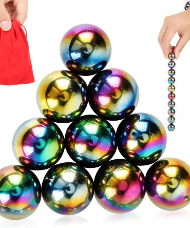 10Pcs Rainbow Hematite Magnetic Stone Kit, DIY Round Polished Magnets for Home Office Kitchen, Educational Science Kit for Wall Stickers, Building Gadgets for Gift