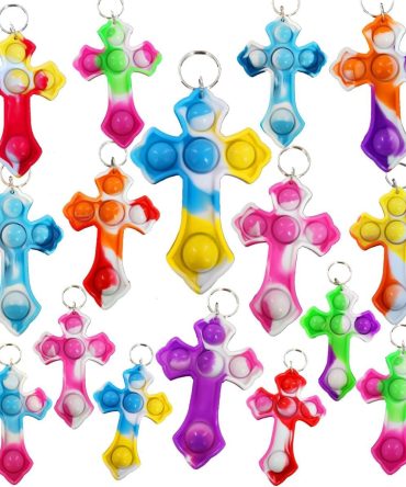 30 Packs Bulk Pop Cross Keychain fidgets Bubble hoilday Summer Party Favors Classroom Students Gifts Teacher