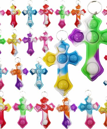 100 Packs Backpack Pop Fidget Bubble Toys, Bulk Religion Cross Classroom Students Prizes Birthday Party Favors,Christian Worship Tool