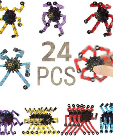 24 PcsTransformable Fidget Spinners for Kids and Adults Stress Relief Sensory Toys for Boys and Girls Fingertip Gyros for Party Favors Easter Gifts for Kids, Classroom Prize Stocking Stuffers
