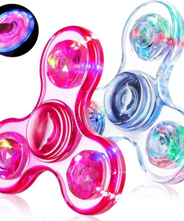 Fidget Spinner 2 Pack, Light up Sensory Fidget Toys Adults Kids 4-8-12 with Autism ADHD, Christmas Stocking Stuffers Gifts Birthday for Kids Anxiety Toys Stress Relief Teen Boy Gifts, Classroom Prizes
