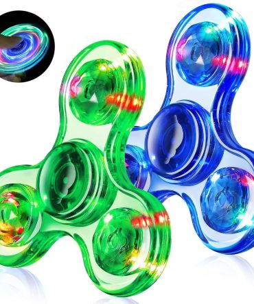 Fidget Spinner 2 Pack, Light up Sensory Fidget Toys Adults Kids 4-8-12 with Autism ADHD, Christmas Stocking Stuffers Gifts Birthday for Kids Anxiety Toys Stress Relief Teen Boy Gifts, Classroom Prizes