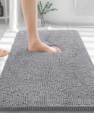 OLANLY Bathroom Rugs 30x20, Extra Soft Absorbent Chenille Bath Rugs, Rubber Backing Quick Dry, Machine Washable Bath Mats for Bathroom Floor, Tub and Shower, Home Decor Accessories, Grey