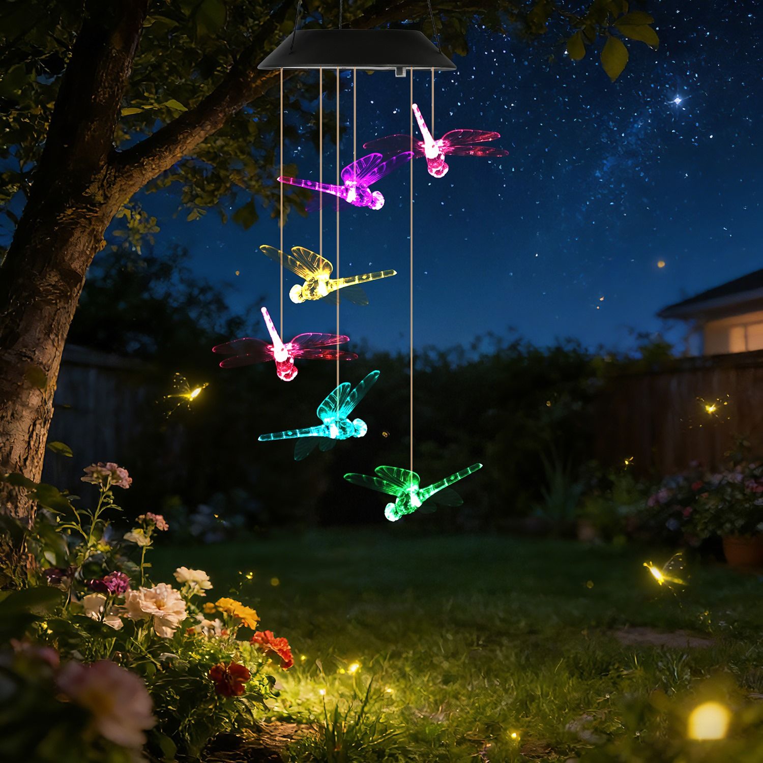 1Pc / 2Pcs Options -- Solar Dragonfly Wind Chimes 7 Color Changing Wind Chimes for Outside IPX4 Waterproof Outdoor Garden Yard Decor Spring Summer - Image 10