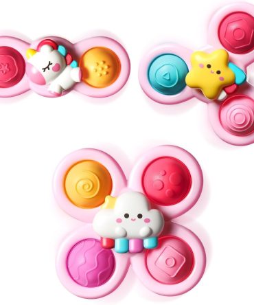 3PCS Pop Suction Cup Spinner Toys for 1 Year Old Boy Girl|Novelty Spinning Tops Toddler Stocking Stuffers|Baby Bath Toy for Kids Ages 1-3|1 Year Old Boy Christmas Birthday Gift for Infant