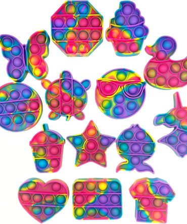 14 Pack Pop Fidget Sensory Toys Party Favors for Kids Fidget Toy Bulk Bubbles Popper for Valentine's Day Goodie Bag Stuffers Stress Toy for Birthday Party Favors Toddler Toys