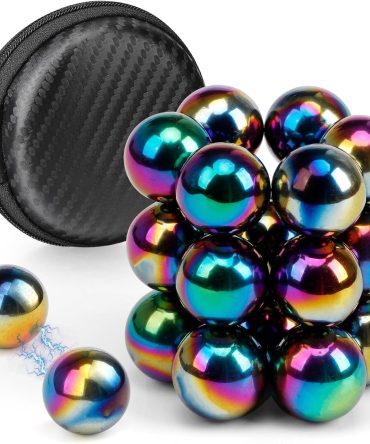 22PCS Large Rainbow Hematite Magnetic Ball Fidget Toy for Adults, Men Women Magnet Stones Office Desk Toys for Gifts with Fiber Case, Rare Earth Magnets for Ferrite Putty