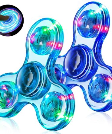 Fidget Spinner 2 Pack, Light up Sensory Fidget Toys Adults Kids 4-8-12 with Autism ADHD, Christmas Stocking Stuffers Gifts Birthday for Kids Anxiety Toys Stress Relief Teen Boy Gifts, Classroom Prizes