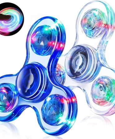 Fidget Spinner 2 Pack, Light up Sensory Fidget Toys Adults Kids 4-8-12 with Autism ADHD, Christmas Stocking Stuffers Gifts for Kids Glow Anxiety Toys Stress Relief Teen Boy Gifts, Classroom Prizes