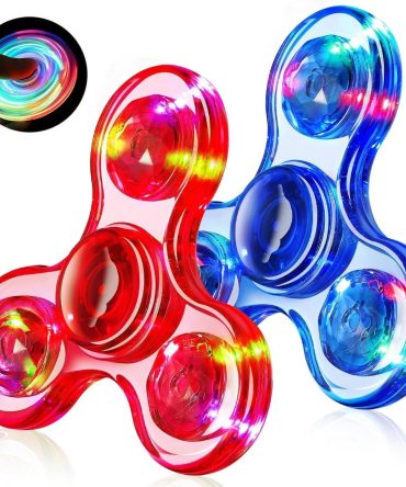 Fidget Spinner 2 Pack, Light up Sensory Fidget Toys Adults Kids 4-8-12 with Autism ADHD, Christmas Stocking Stuffers Gifts Birthday for Kids Anxiety Toys Stress Relief Teen Boy Gifts, Classroom Prizes