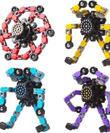 Transformable Fidget Spinners Toys 4 Pcs for Kids and Adults Stress Relief Sensory Toys for Boys and Girls Fingertip Gyros for Party Favors Chrismas Stocking Stuffers Bulk for Teens