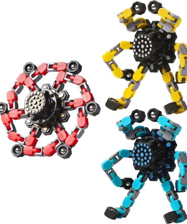 Transformable Fidget Spinners 3 Pcs for Kids and Adults Stress Relief Sensory Toys for Boys and Girls Fingertip Gyros for Party Favors Goodie Bag Stuffers for Kids