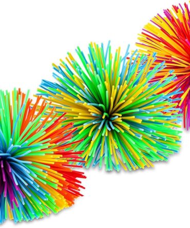 5 Pieces Stringy Balls - Sensory Fidget Stress Balls, Soft Rainbow Pom Bouncy, Stuffers Party Favors Birthday Gifts Multicolor