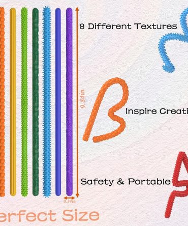 8Pack Valentines Day Gift for Kids Fidget Toys Sensory Sticks for Kids Adults,Textured Silicone Sensory Toys for Kids with Autism,Flexible Sensory Fidget Sticks for Classroom Must Haves,Travel Fidgets