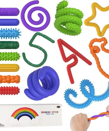 8Pack Valentines Day Gift for Kids Fidget Toys Sensory Sticks for Kids Adults,Textured Silicone Sensory Toys for Kids with Autism,Flexible Sensory Fidget Sticks for Classroom Must Haves,Travel Fidgets