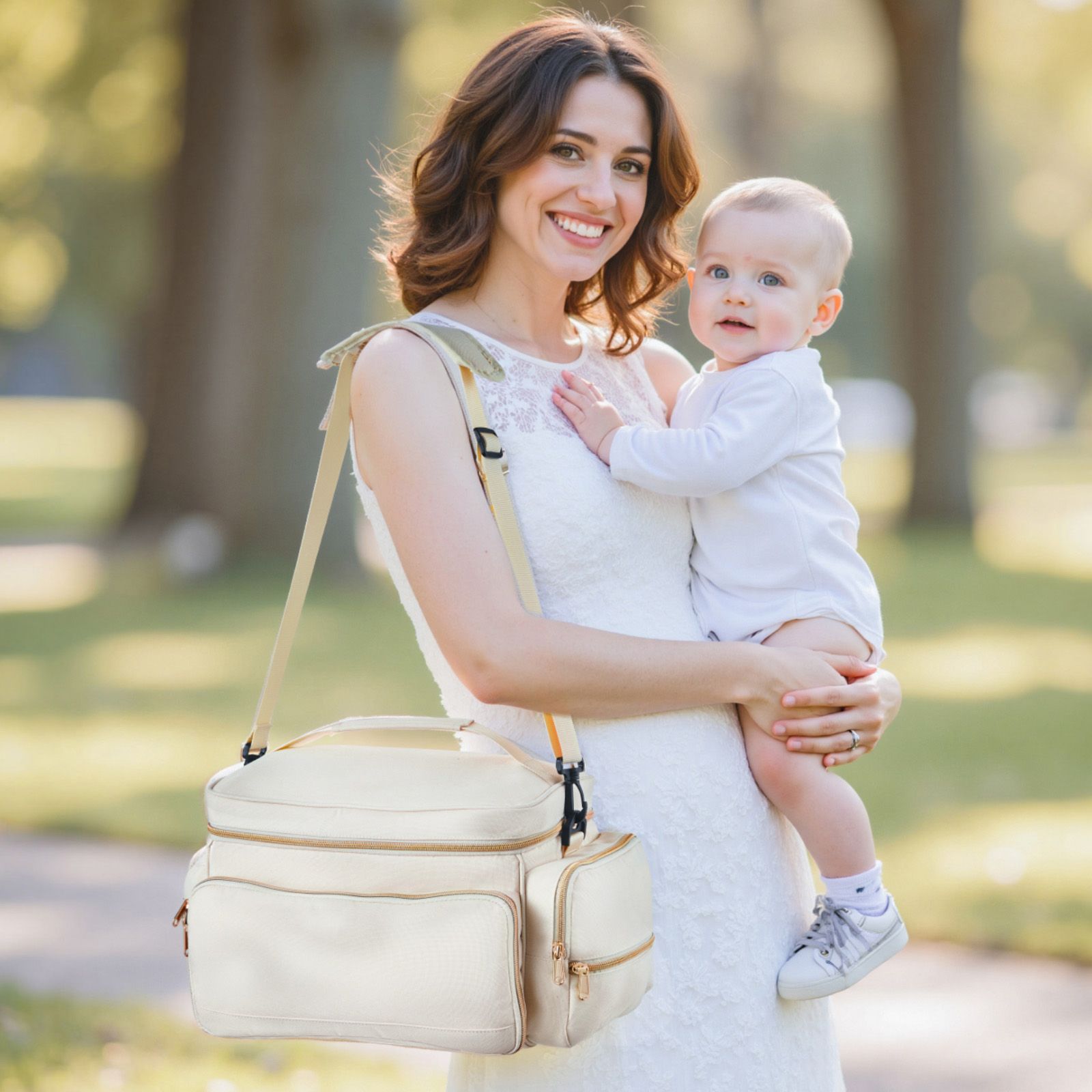 Breast Pump Bag, Breast Feeding Bag with Waterproof Mat, Fits for S1/S2, Pumping Accessories & Breastmilk Storage, Portable Pump Carrying Case for Work, Travel and Family Use, Beige - Image 4