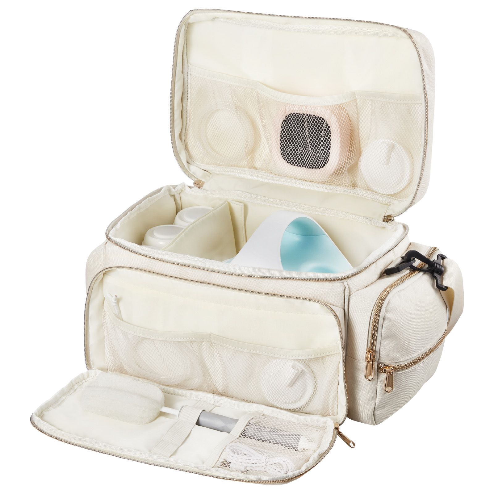 Breast Pump Bag, Breast Feeding Bag with Waterproof Mat, Fits for S1/S2, Pumping Accessories & Breastmilk Storage, Portable Pump Carrying Case for Work, Travel and Family Use, Beige - Image 7