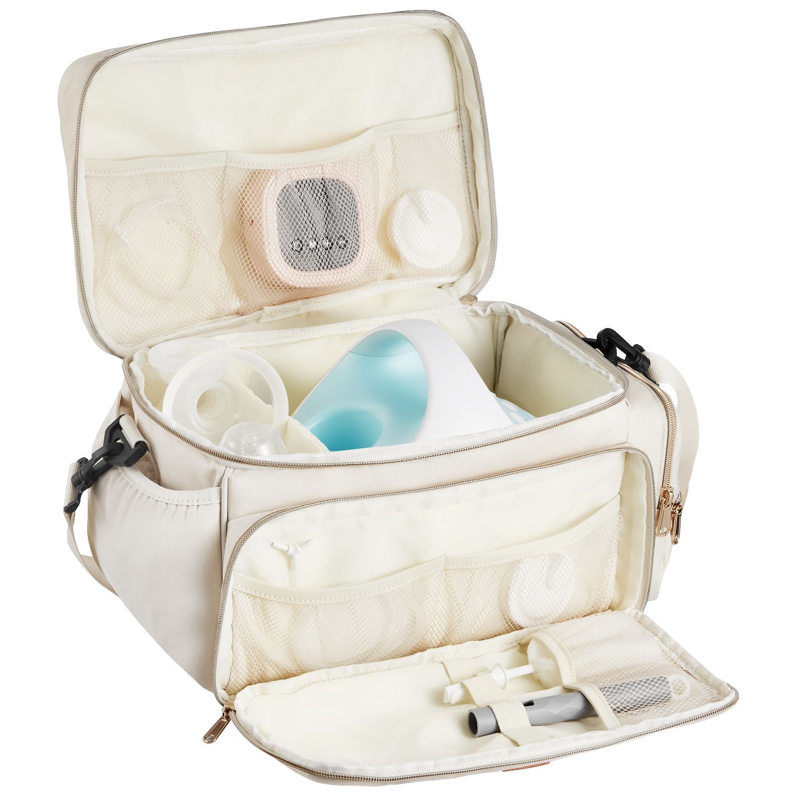 Breast Pump Bag, Breast Feeding Bag with Waterproof Mat, Fits for S1/S2, Pumping Accessories & Breastmilk Storage, Portable Pump Carrying Case for Work, Travel and Family Use, Beige - Image 9