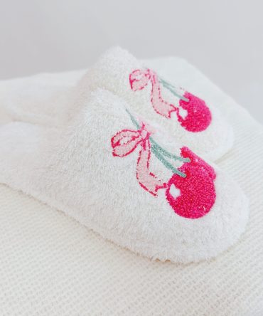 Cherry Bow Coziest Lounge Slippers