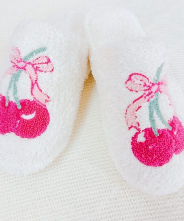 Cherry Bow Coziest Lounge Slippers