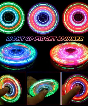 8 Pack Fidget Spinners for Kids 4-8-12, Christmas Goodie Bag Stocking Stuffers LED Light up Party Favors Sensory Fidget Toys Bulk for Kids Adults, Glow in the Dark Fidgets for Classroom Prizes