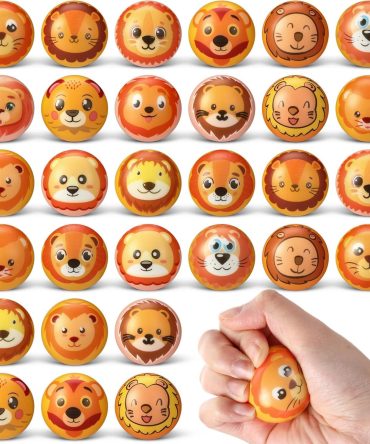 30 Pcs Animal Stress Balls Lion Cat Foam Squeeze Bouncy Ball Hand Exercise Fidget Gift for Halloween Birthday Party Favor Decorations Adults Reward Goodie Bag Stuffer