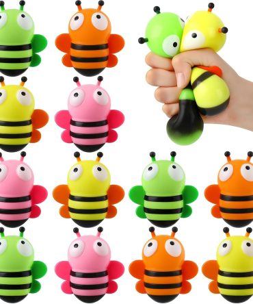 12 Pcs Bee Stress Relief Toy Stress Balls for Adult Bee Party Favors Cute Squeeze Toys Fidget Animal Ball Fun for Birthday Party Office Birthday Christmas Stuffer Gift Classroom Prizes