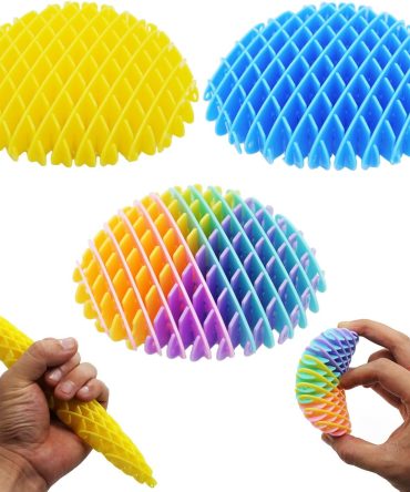 3 Pack Caterpillar Fidget Toys, Elastic Mesh Toys, Flexible Insect Fidget Toy for Adults and Kids, Relieves Stress and Anxiety Finger Toys for Goodie Bag Basket Stuffers Classroom Prizes Party Favors