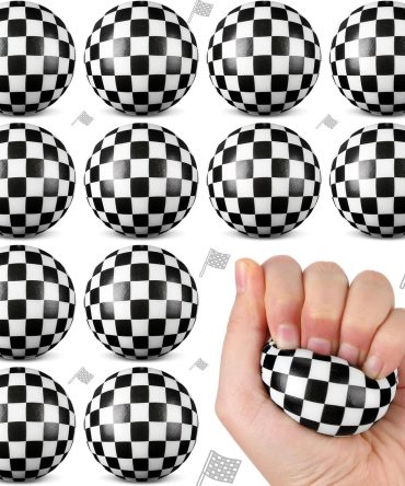 12 Pcs Race Cars Party Favors Stress Balls, Black and White Themed Sensory Fidget Toys Gifts for Kids Birthday Party Favors Supplies, Goodie Bag Stuffers