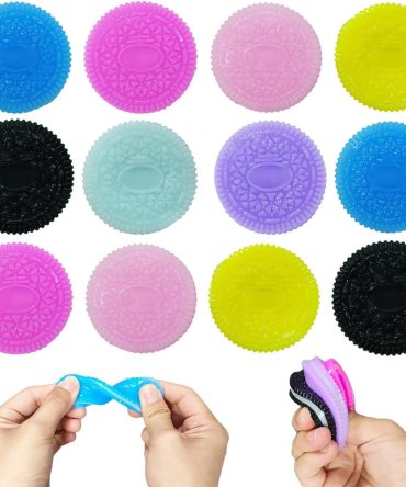 12 Pack Sticky Cookie Squishy Fidget Toys - Soft Kawaii Stress Relief Squeeze Toys, Sensory Fidget Pack for Kids & Adults, Party Favors, Classroom Rewards & Stocking Stuffers