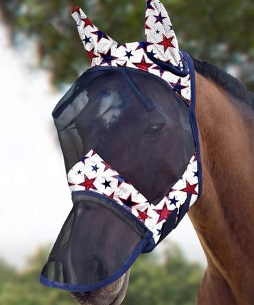 Harrison Howard LumiVista Horse Fly Mask Long Nose with Ears UV Protection for Horse Dream Star L Full Size