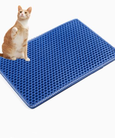 Cat Litter Mat; Kitty Litter Trapping Mat; Double Layer Mats with MiLi Shape Scratching design; Urine Waterproof; Easy Clean; Scatter Control 21" x 14" Blue