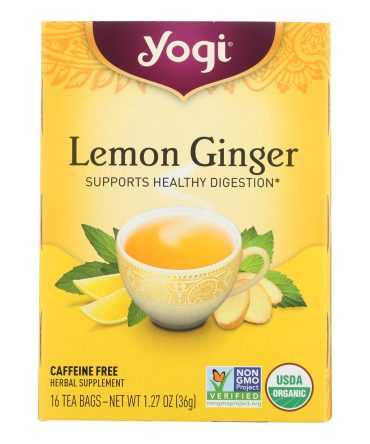 Yogi 100% Natural Herbal Tea Caffeine Free Lemon Ginger - 16 Tea Bags - Case Of 6