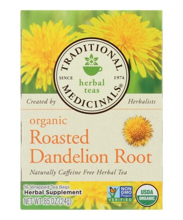 Traditional Medicinals Organic Roasted Dandelion Root Herbal Tea - 16 Tea Bags - Case Of 6