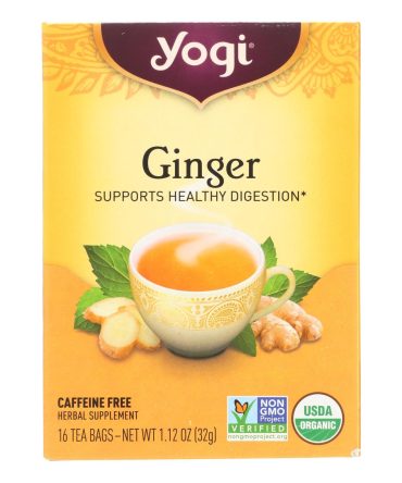 Yogi Organic Herbal Tea Caffeine Free Ginger - 16 Tea Bags - Case Of 6