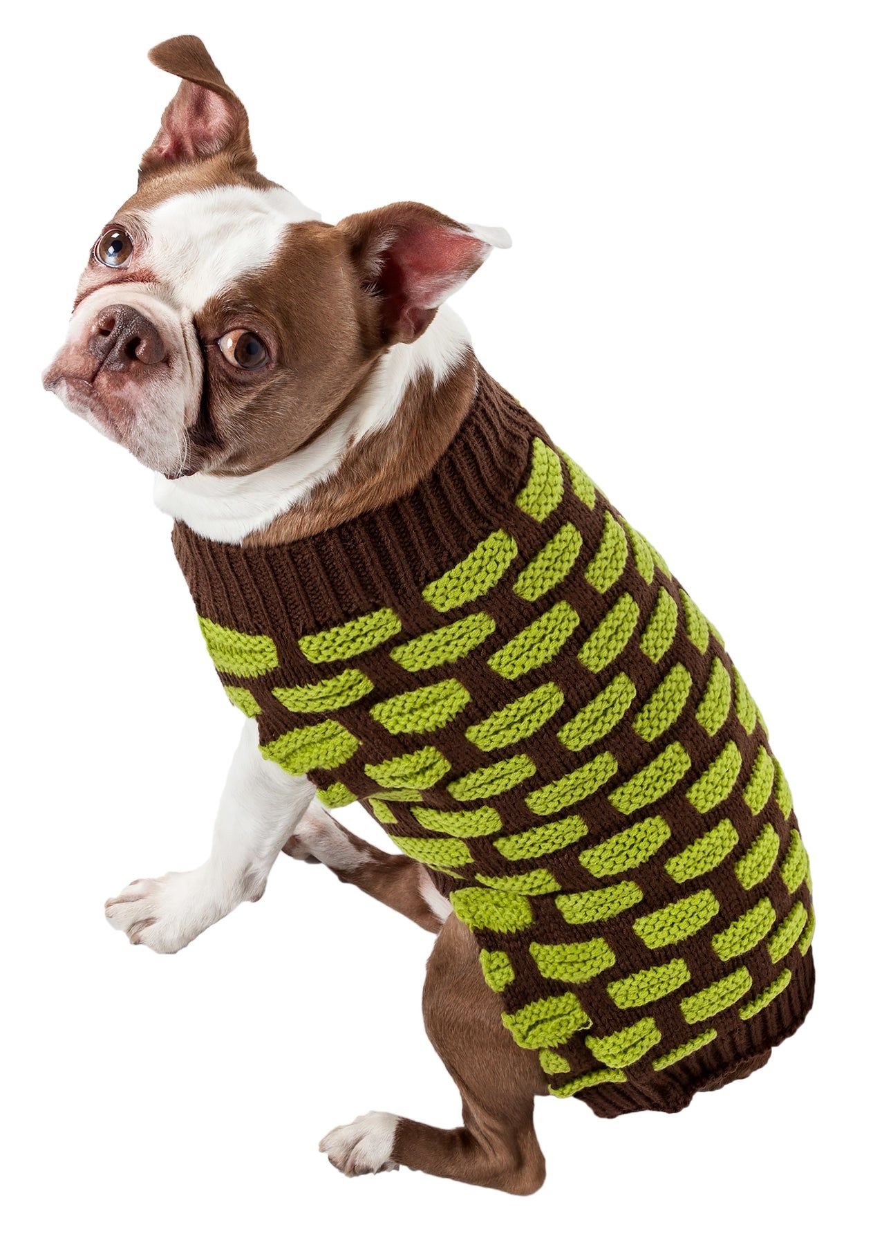 Fashion Weaved Heavy Knit Designer Ribbed Turtle Neck Dog Sweater - Image 18