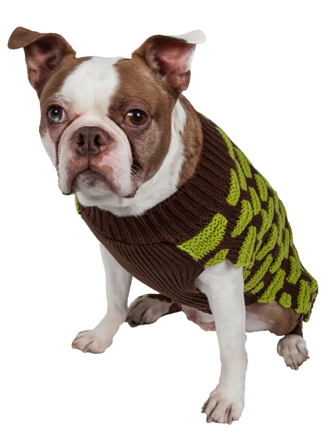 Fashion Weaved Heavy Knit Designer Ribbed Turtle Neck Dog Sweater - Image 12