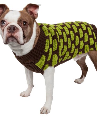 Fashion Weaved Heavy Knit Designer Ribbed Turtle Neck Dog Sweater