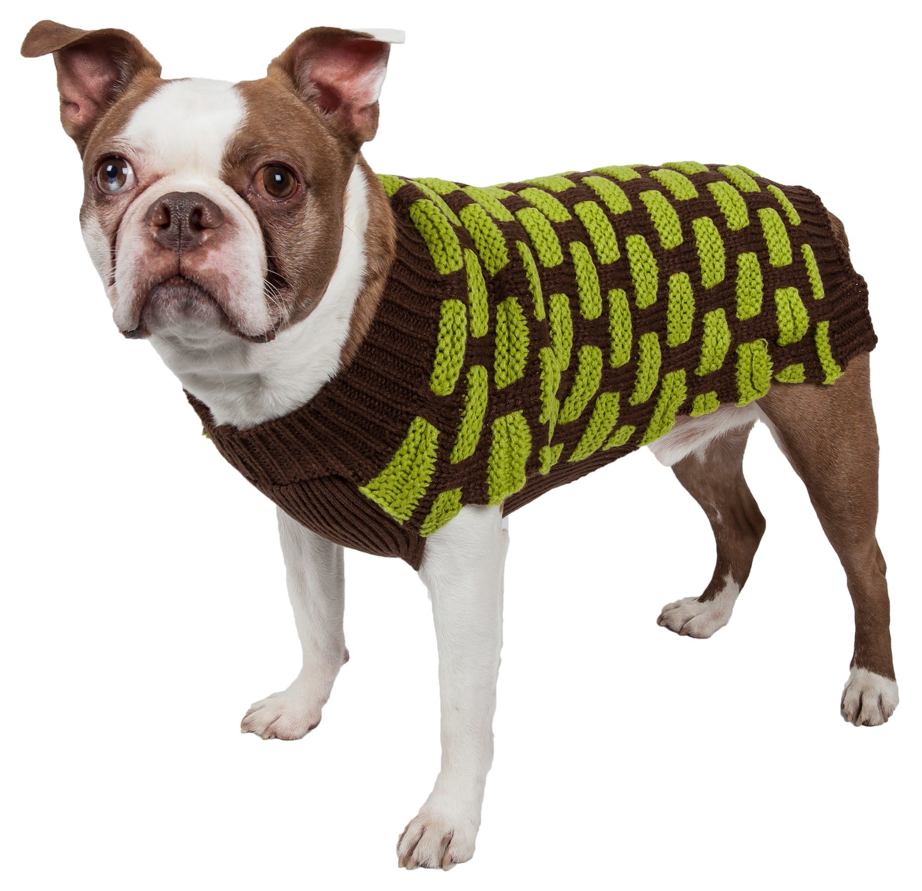 Fashion Weaved Heavy Knit Designer Ribbed Turtle Neck Dog Sweater - Image 6