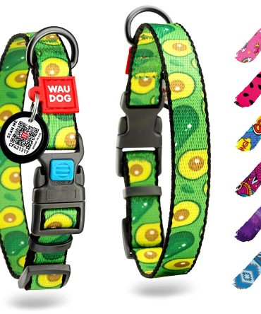 Nylon Dog Collar Adjustable for Large Dogs Small Medium Dogs Collar with Durable Plastic Buckle 9-16 inch Neck x 4/5 inch Wide Avocado Pattern