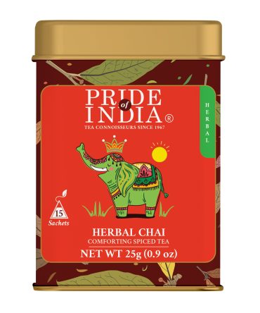 Pride Of India Herbal Chai (Comforting Spiced Tea), 15 Tea Bags