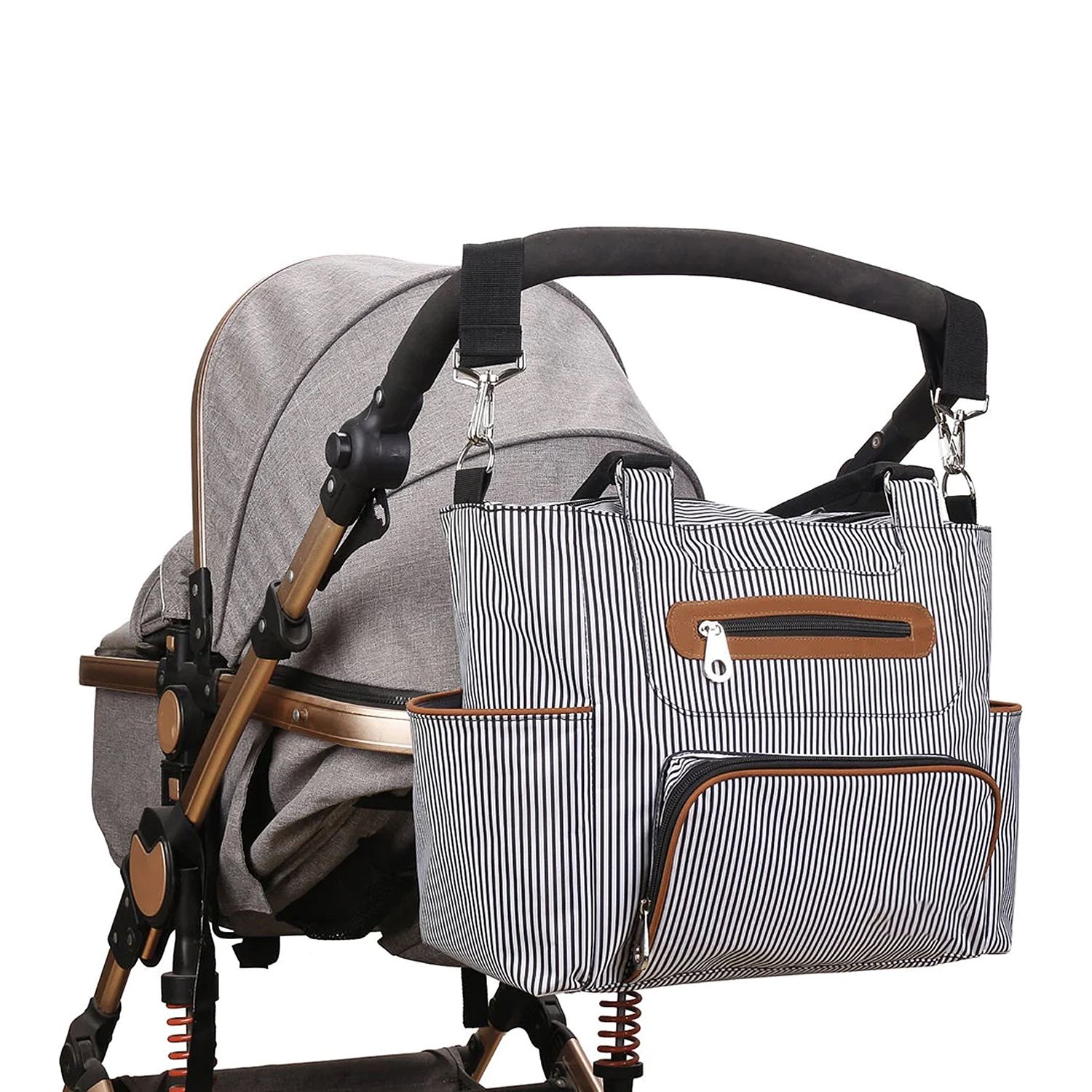 8Pcs Baby Nappy Diaper Bags Set for Mom Dad Mummy Handbags Multifunctional Diaper Changing Bags with Bottle Bag Mesh Bag Purse Diaper Pad 2 Burp Cloths 2 Hook Straps - Image 19