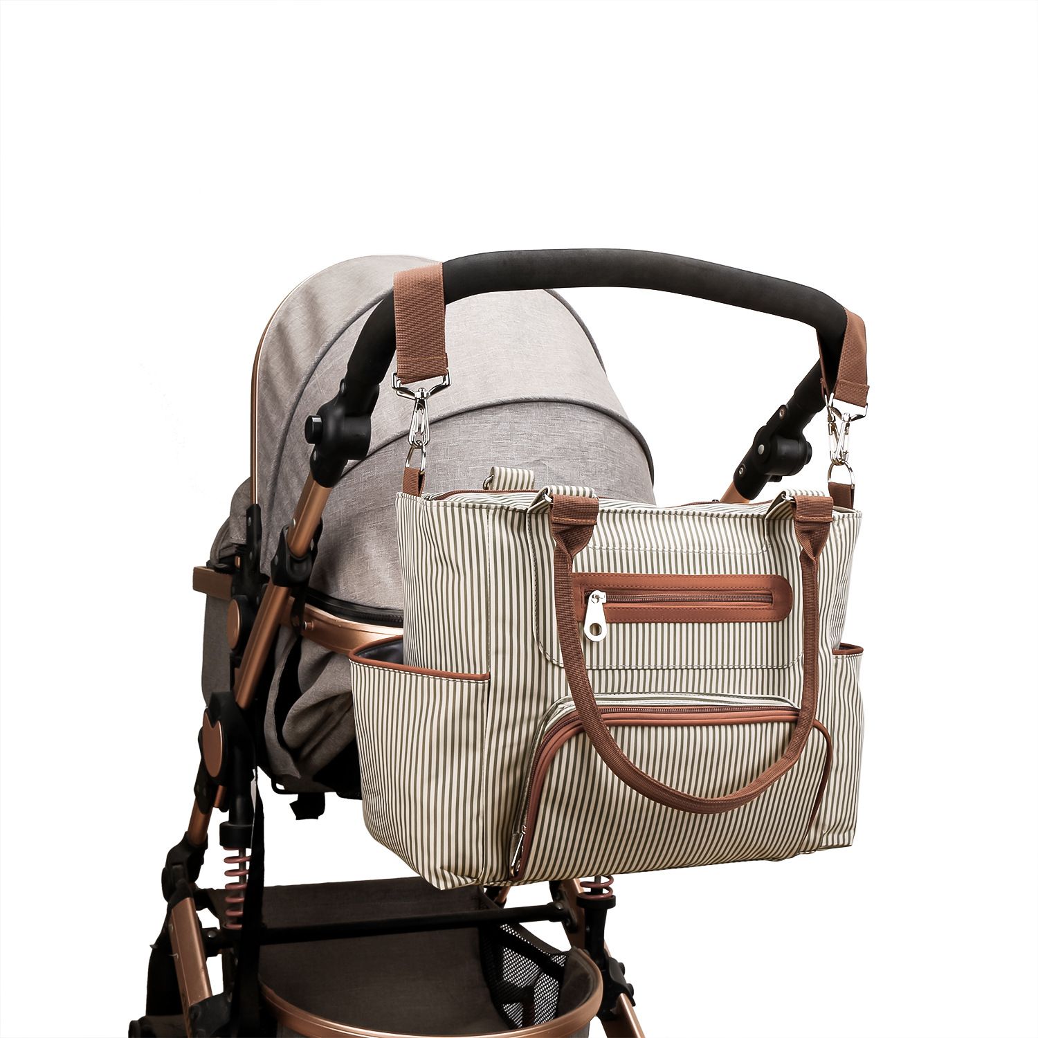 8Pcs Baby Nappy Diaper Bags Set for Mom Dad Mummy Handbags Multifunctional Diaper Changing Bags with Bottle Bag Mesh Bag Purse Diaper Pad 2 Burp Cloths 2 Hook Straps - Image 9