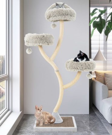 70 Inch Tall Cat Tree 4-Layer Cat Tower with 3 Perches and Dangling Balls